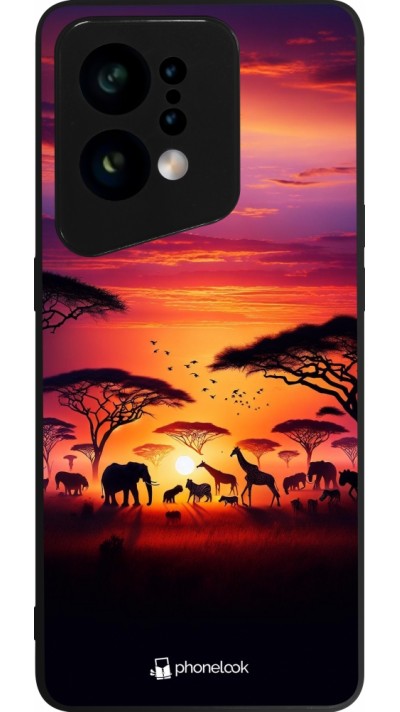 OPPO Find X5 Case Hülle - Silikon schwarz Safari Sonnenuntergang Wildtiere