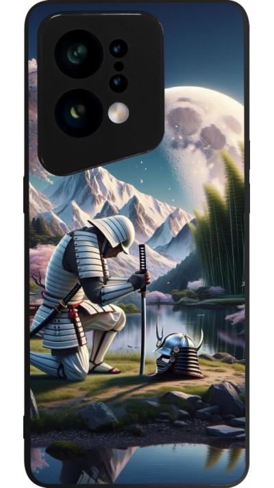 OPPO Find X5 Case Hülle - Silikon schwarz Samurai Katana Mond