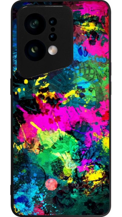 OPPO Find X5 Case Hülle - Silikon schwarz Splash paint