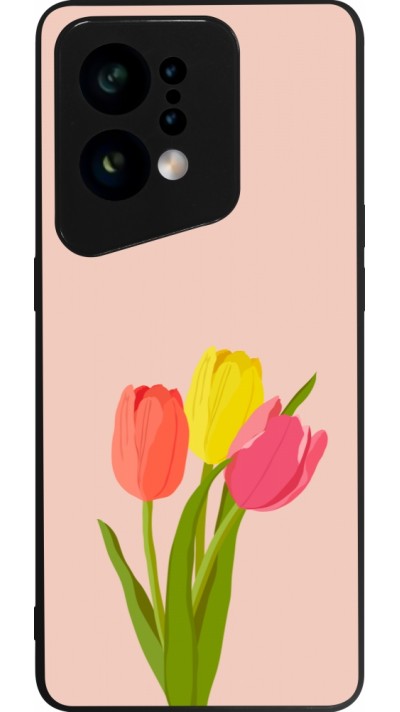 Coque OPPO Find X5 - Silicone rigide noir Spring 23 tulip trio