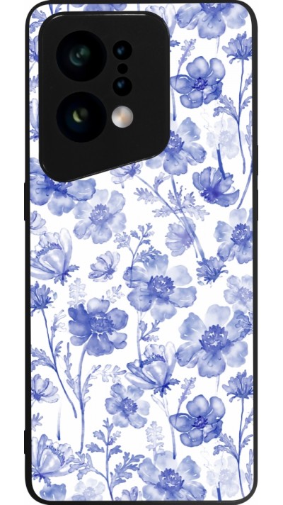 Coque OPPO Find X5 - Silicone rigide noir Spring 23 watercolor blue flowers