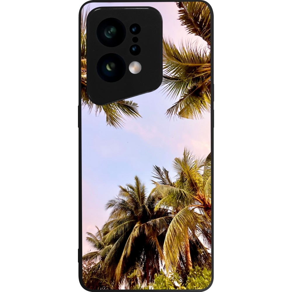 OPPO Find X5 Case Hülle - Silikon schwarz Summer 2023 palm tree vibe