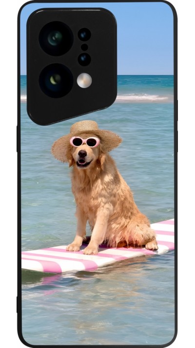 Coque OPPO Find X5 - Silicone rigide noir Summer Dog on Paddle