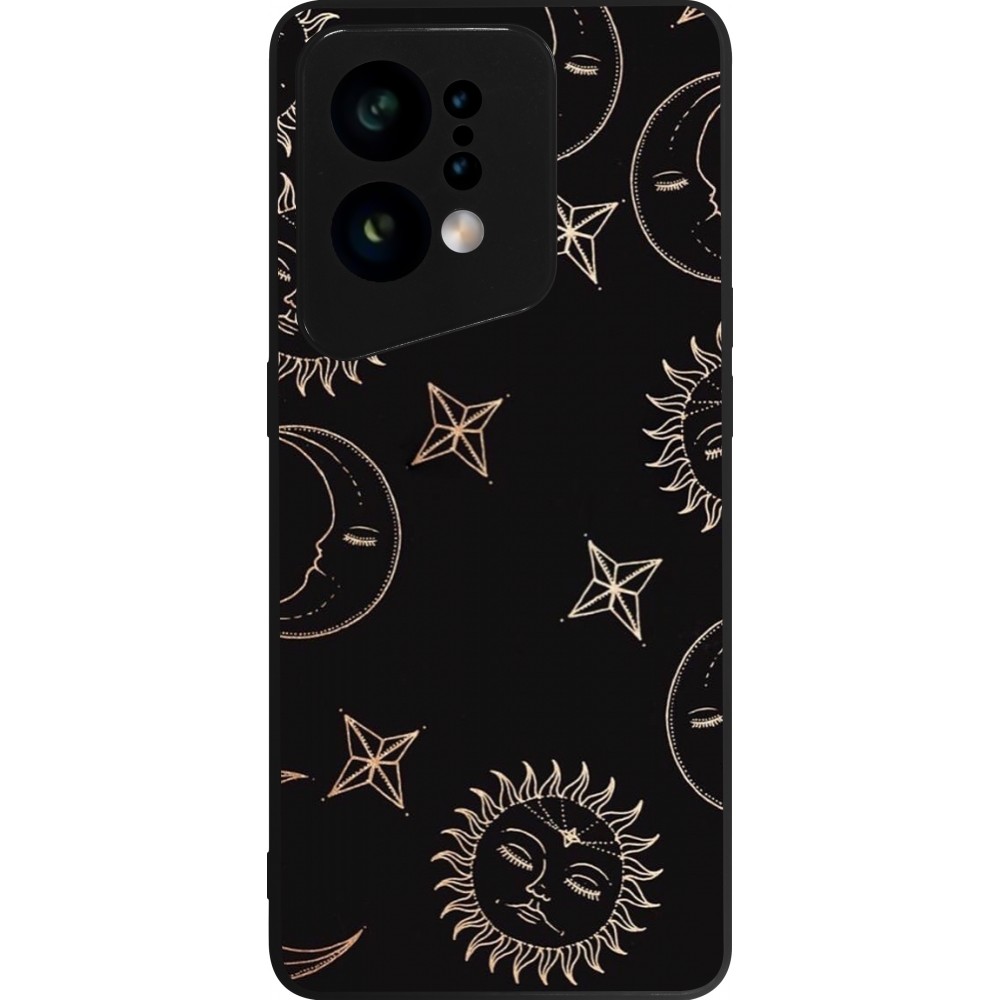 OPPO Find X5 Case Hülle - Silikon schwarz Suns and Moons