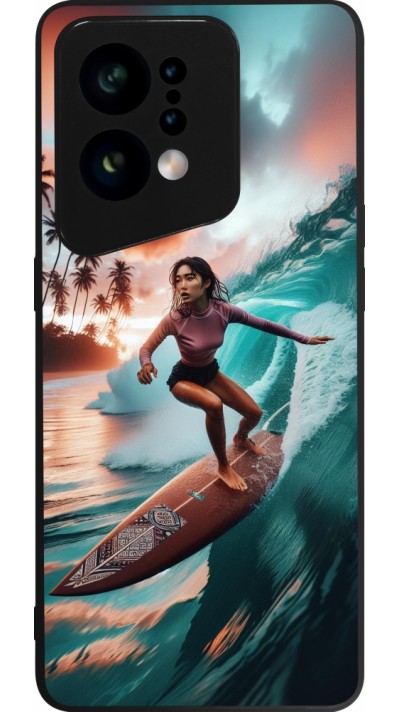 Coque OPPO Find X5 - Silicone rigide noir Surfeuse Balinaise