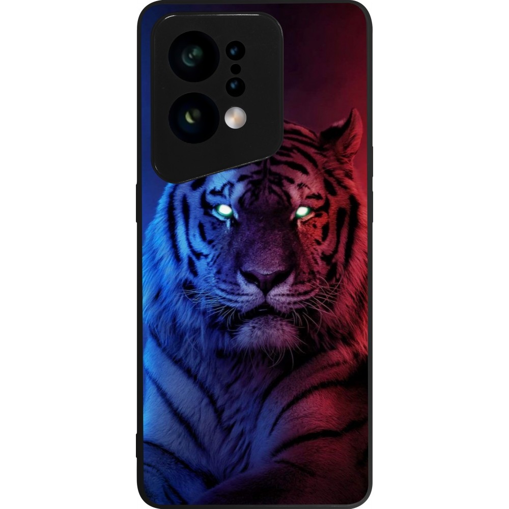 OPPO Find X5 Case Hülle - Silikon schwarz Tiger Blue Red