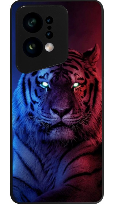 Coque OPPO Find X5 - Silicone rigide noir Tiger Blue Red