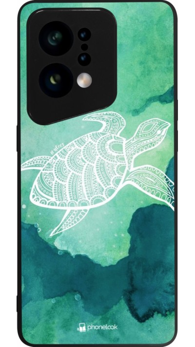 Coque OPPO Find X5 - Silicone rigide noir Turtle Aztec Watercolor