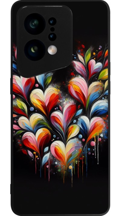 Coque OPPO Find X5 - Silicone rigide noir Valentine 2024 Coeur Noir Abstrait