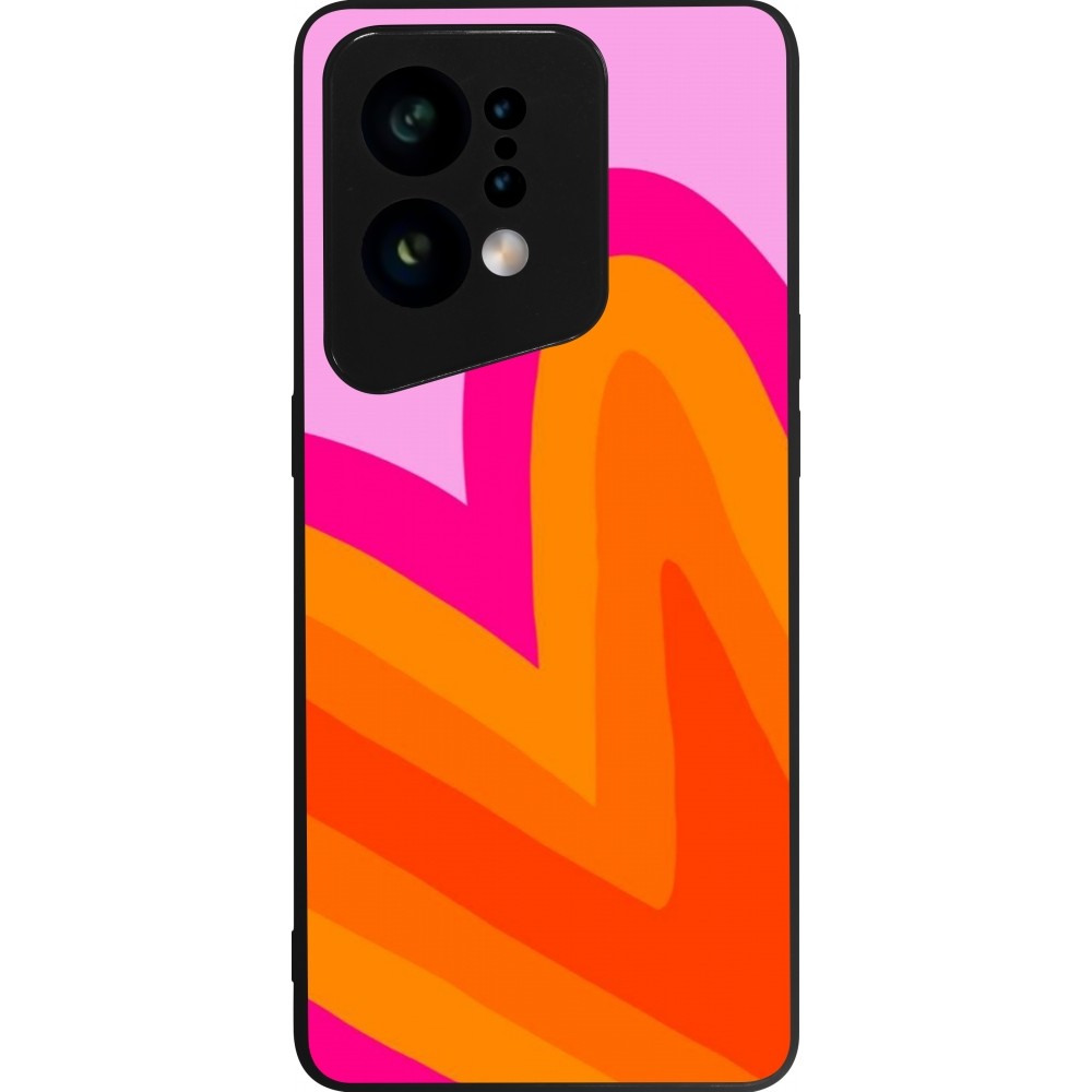 OPPO Find X5 Case Hülle - Silikon schwarz Valentine 2024 heart gradient