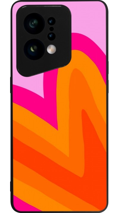 Coque OPPO Find X5 - Silicone rigide noir Valentine 2024 heart gradient