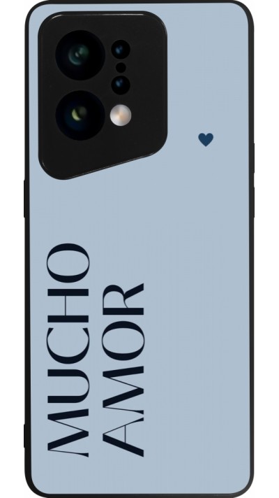 Coque OPPO Find X5 - Silicone rigide noir Valentine 2024 mucho amor azul