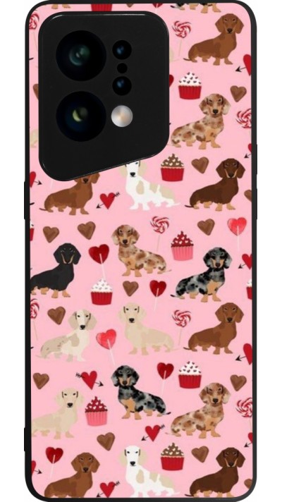 Coque OPPO Find X5 - Silicone rigide noir Valentine 2024 puppy love