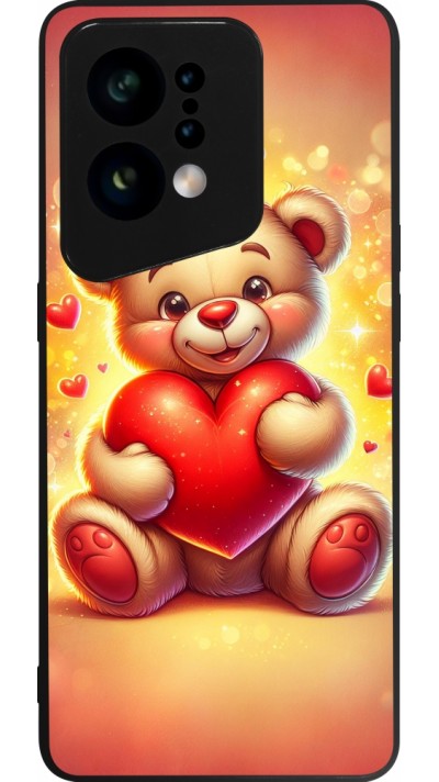 Coque OPPO Find X5 - Silicone rigide noir Valentine 2024 Teddy love