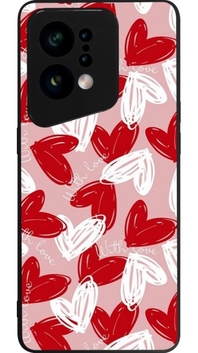 Coque OPPO Find X5 - Silicone rigide noir Valentine 2024 with love heart