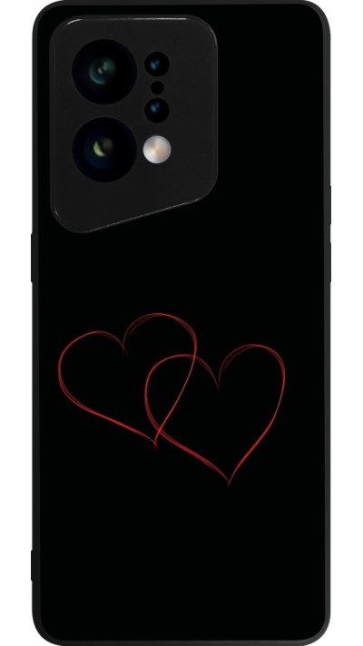 Coque OPPO Find X5 - Silicone rigide noir Valentine 2023 attached heart