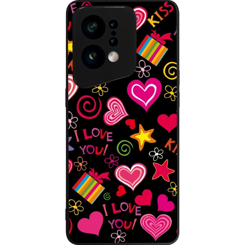 OPPO Find X5 Case Hülle - Silikon schwarz Valentine 2023 love symbols