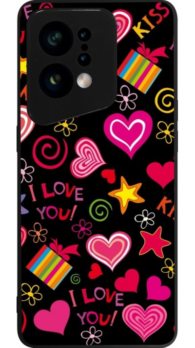 Coque OPPO Find X5 - Silicone rigide noir Valentine 2023 love symbols