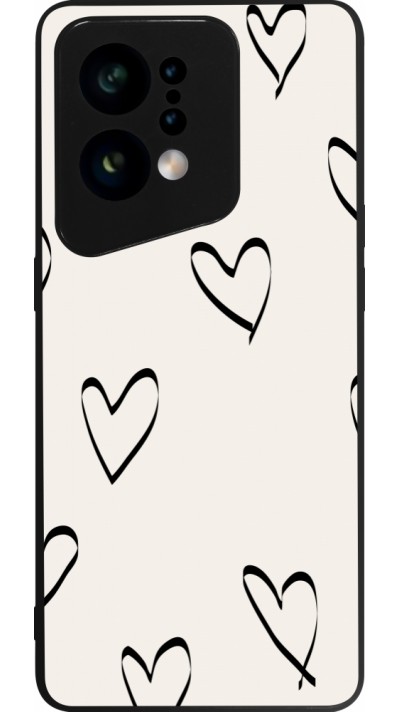 Coque OPPO Find X5 - Silicone rigide noir Valentine 2023 minimalist hearts