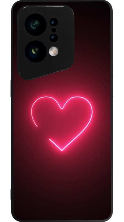 Coque OPPO Find X5 - Silicone rigide noir Valentine 2023 single neon heart