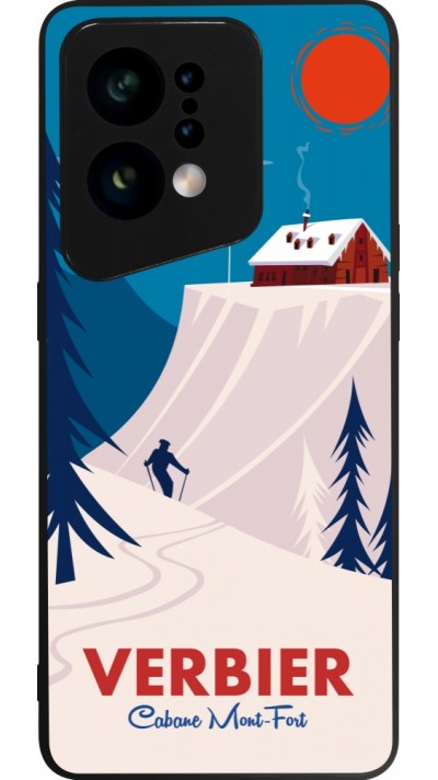 Coque OPPO Find X5 - Silicone rigide noir Verbier Cabane Mont-Fort