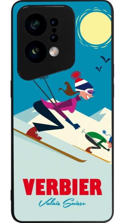 Coque OPPO Find X5 - Silicone rigide noir Verbier Ski Downhill