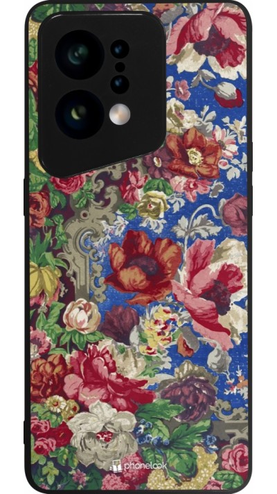 Coque OPPO Find X5 - Silicone rigide noir Vintage Art Flowers