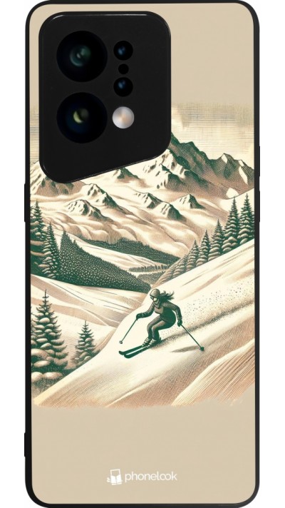 Coque OPPO Find X5 - Silicone rigide noir Vintage Ski Mountain