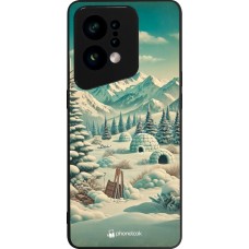 Coque OPPO Find X5 - Silicone rigide noir Vintage Snowy Mountain Igloo