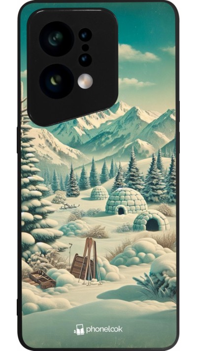 Coque OPPO Find X5 - Silicone rigide noir Vintage Snowy Mountain Igloo