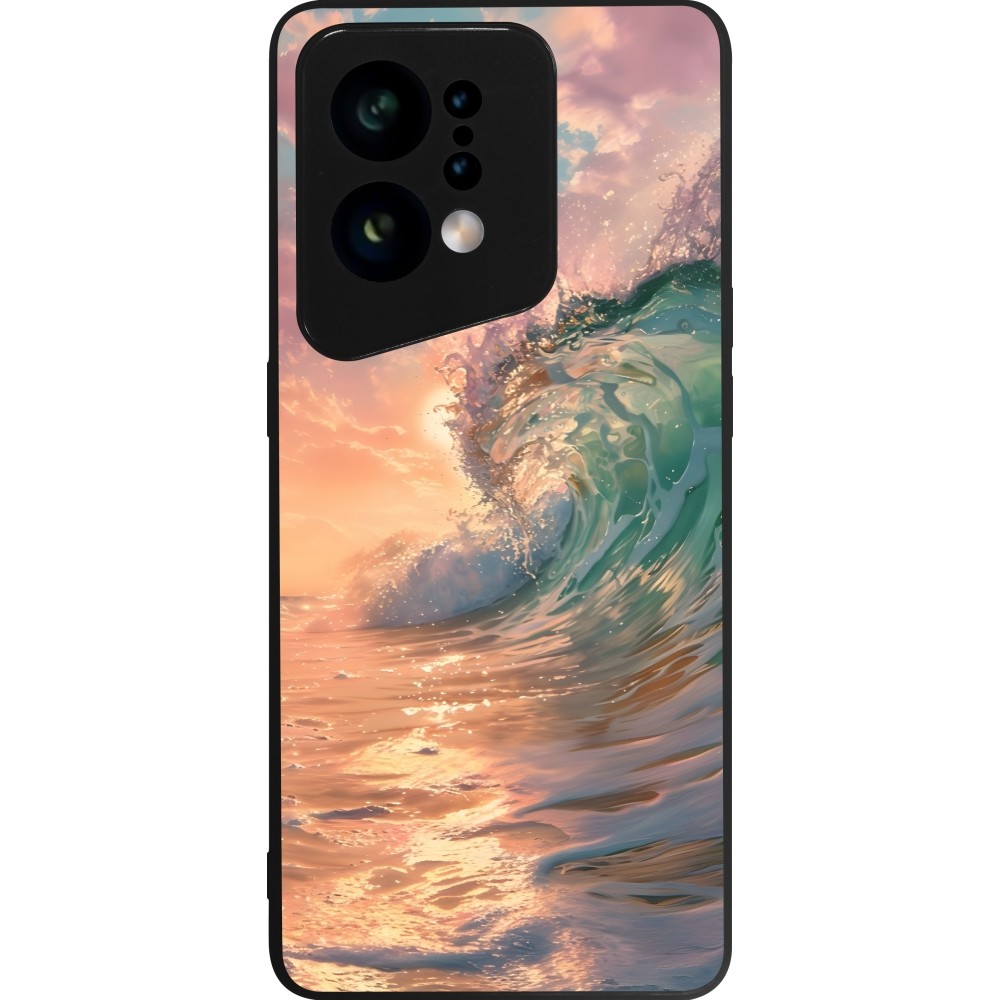 Coque OPPO Find X5 - Silicone rigide noir Wave Sunset