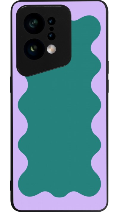 Coque OPPO Find X5 - Silicone rigide noir Wavy Rectangle Green Purple