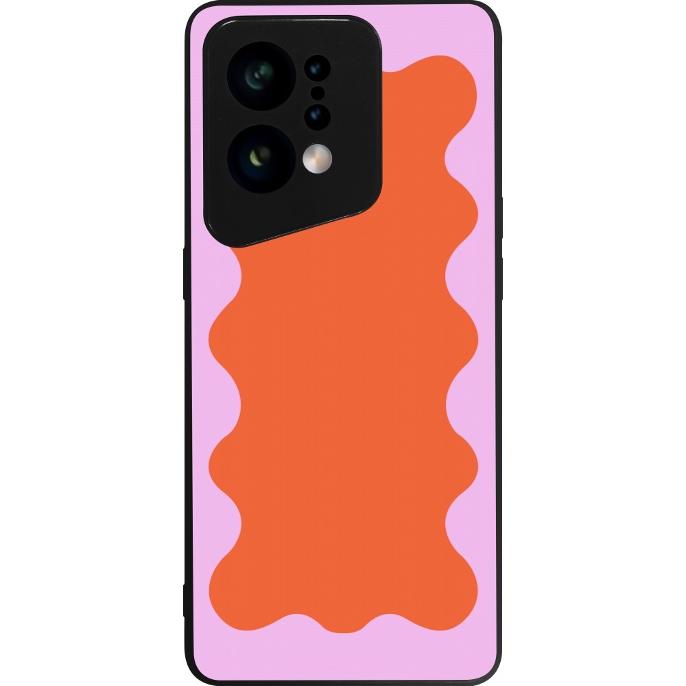 OPPO Find X5 Case Hülle - Silikon schwarz Wavy Rectangle Orange Pink