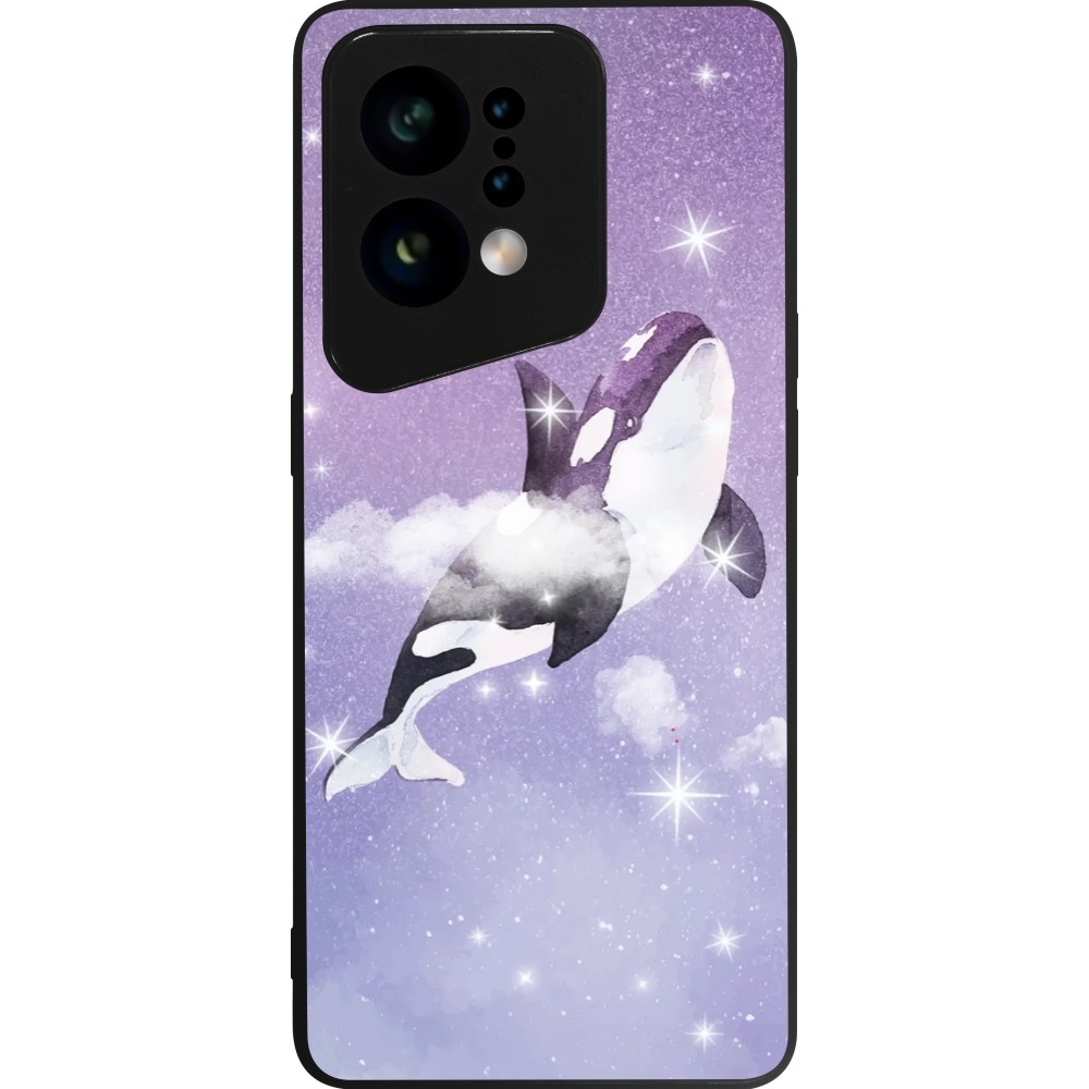 Coque OPPO Find X5 - Silicone rigide noir Whale in sparking stars