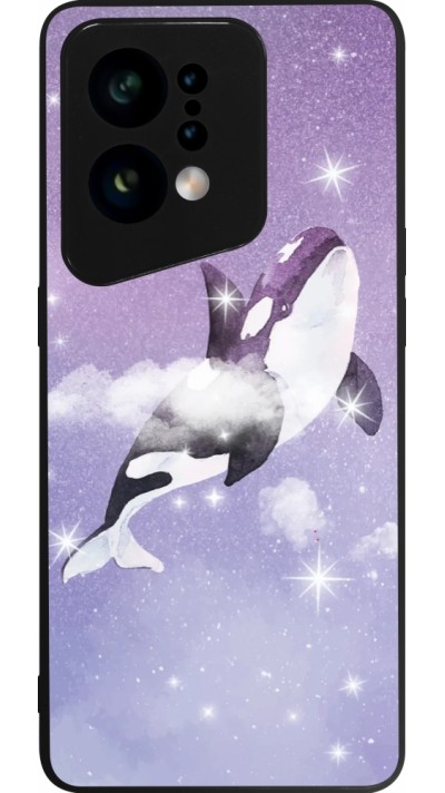 Coque OPPO Find X5 - Silicone rigide noir Whale in sparking stars