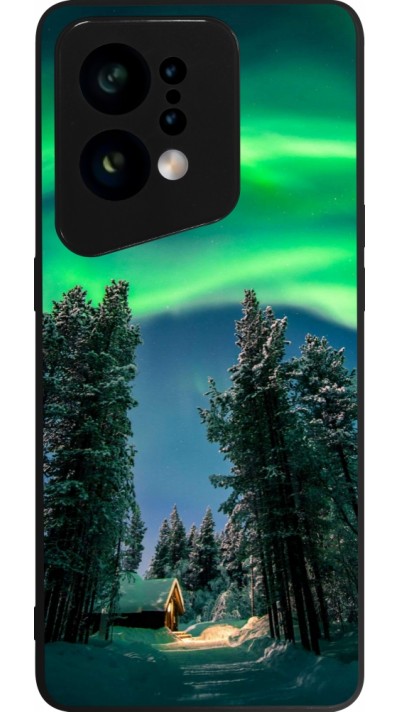 Coque OPPO Find X5 - Silicone rigide noir Winter 22 Northern Lights