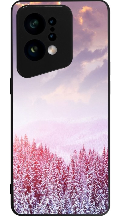 Coque OPPO Find X5 - Silicone rigide noir Winter 22 Pink Forest