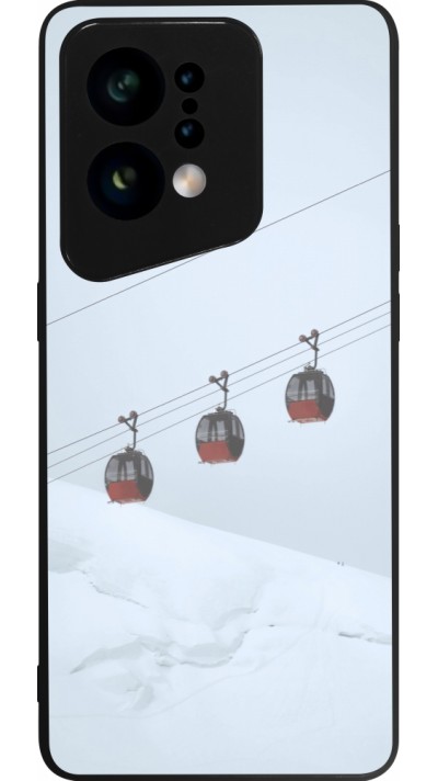 Coque OPPO Find X5 - Silicone rigide noir Winter 22 ski lift