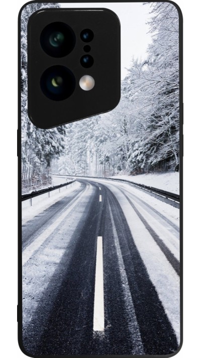 Coque OPPO Find X5 - Silicone rigide noir Winter 22 Snowy Road