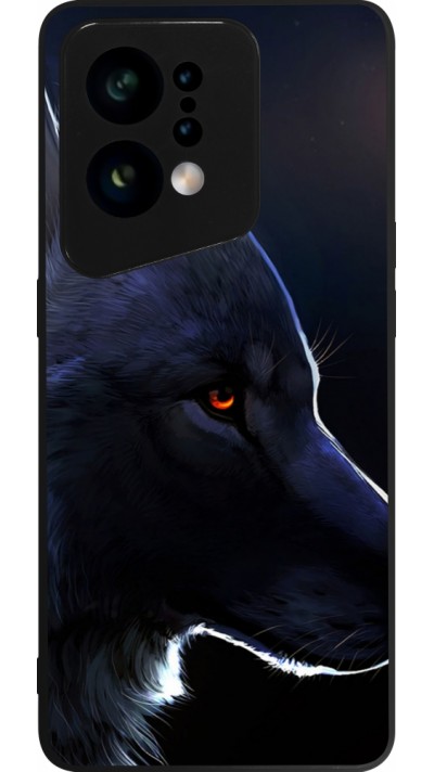 Coque OPPO Find X5 - Silicone rigide noir Wolf Shape