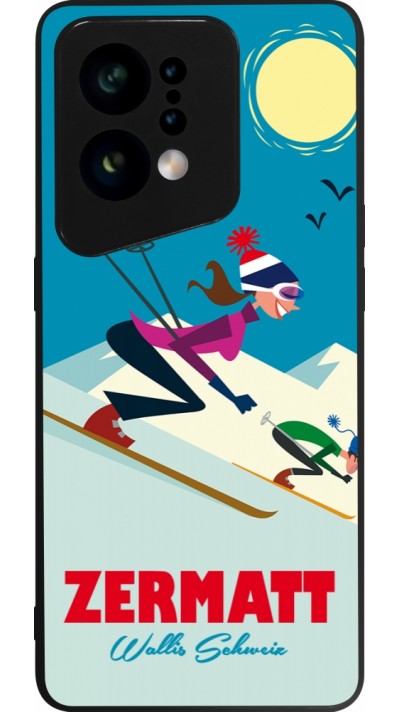 Coque OPPO Find X5 - Silicone rigide noir Zermatt Ski Downhill