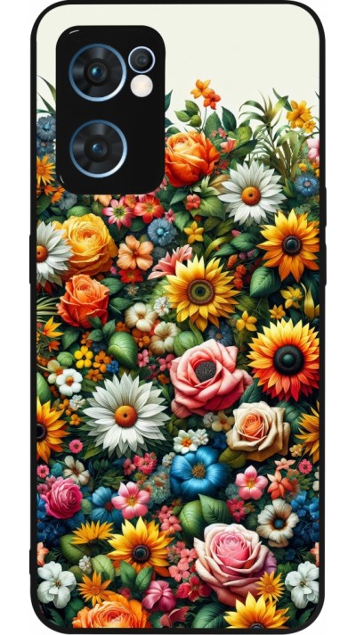 Coque OPPO Reno7 5G - Silicone rigide noir Summer Floral Pattern