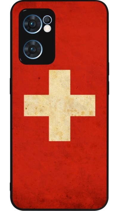 OPPO Reno7 5G Case Hülle - Silikon schwarz Vintage Flag SWISS