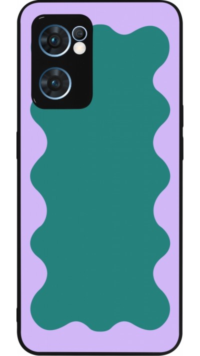 OPPO Reno7 5G Case Hülle - Silikon schwarz Wavy Rectangle Green Purple