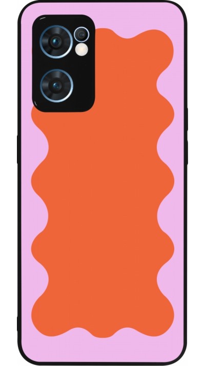 OPPO Reno7 5G Case Hülle - Silikon schwarz Wavy Rectangle Orange Pink