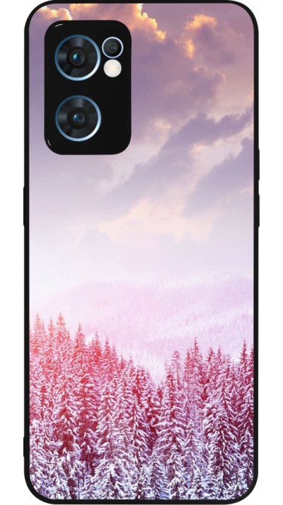 OPPO Reno7 5G Case Hülle - Silikon schwarz Winter 22 Pink Forest