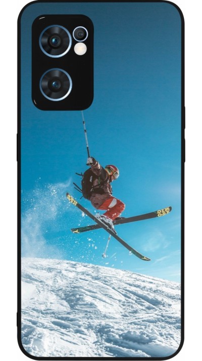 OPPO Reno7 5G Case Hülle - Silikon schwarz Winter 22 Ski Jump