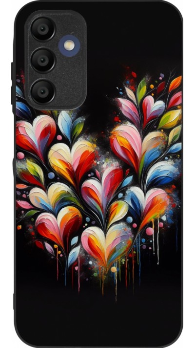 Coque Samsung Galaxy A15 - Silicone rigide noir Valentine 2024 Coeur Noir Abstrait