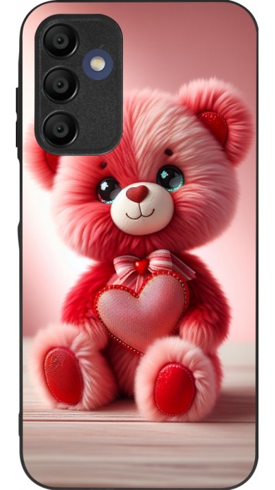 Coque Samsung Galaxy A15 - Silicone rigide noir Valentine 2024 Ourson rose