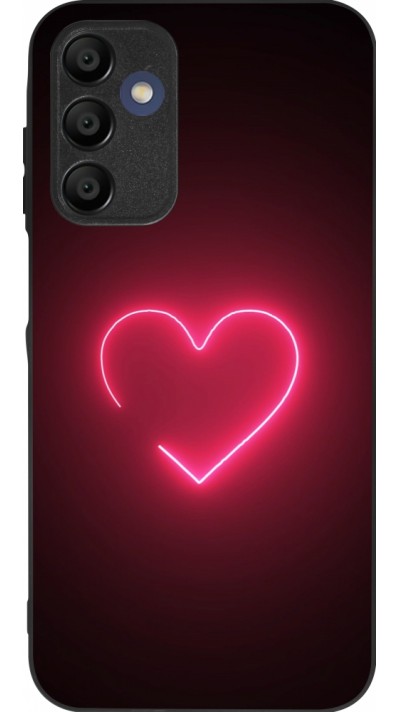 Coque Samsung Galaxy A15 - Silicone rigide noir Valentine 2023 single neon heart